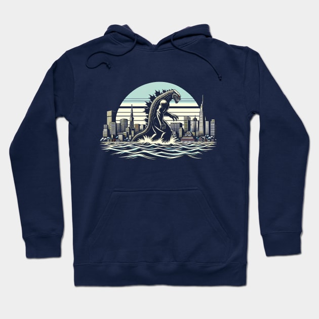 Vintage Godzilla Roars: Classic Sci-Fi Godzilla T-Shirt Design Hoodie by Klimek Prints